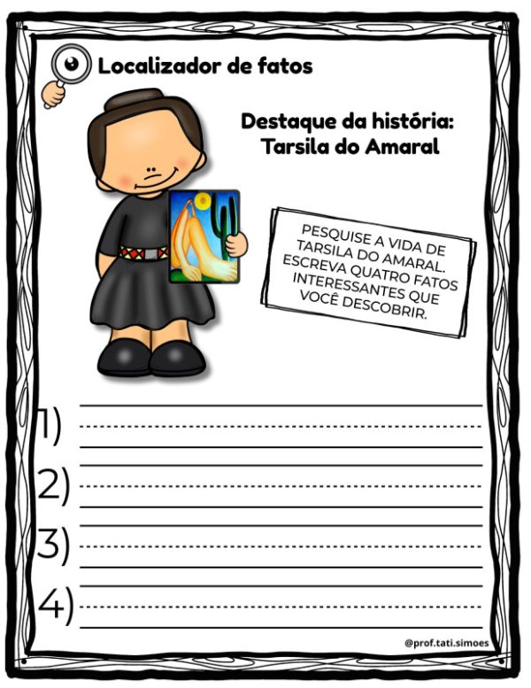 DESTAQUES DA HISTÓRIA – TARSILA DO AMARAL Atividade em PDF interativo - Imagem 3